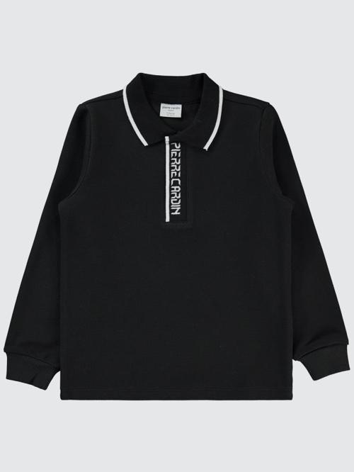 Yakası Pıerre Cardın Baskılı 10-12 Yaş Sweatshirt - Siyah10-11 Yaş