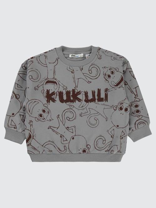 Civil Boys Empirme Kukuli Baskılı 2-5 Yaş Sweatshirt - Gri2-3 Yaş