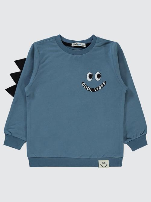 Cool Vıbes Baskılı 2-5 Yaş Sweatshirt - Mavi3-4 Yaş