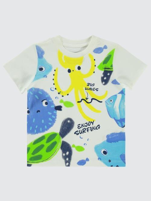 Deniz Canlıları Baskılı 2-5 Yaş Tişört - Ekru2-3 Yaş