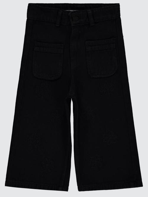 Çiçek Nakışlı 2-5 Yaş Pantolon - Siyah2-3 Yaş