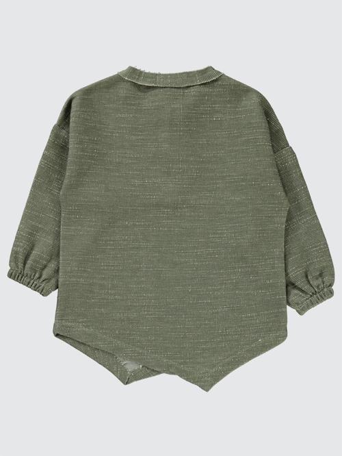 Sahte Patlı Kolu Lastikli 2-5 Yaş Sweatshirt - Haki2-3 Yaş