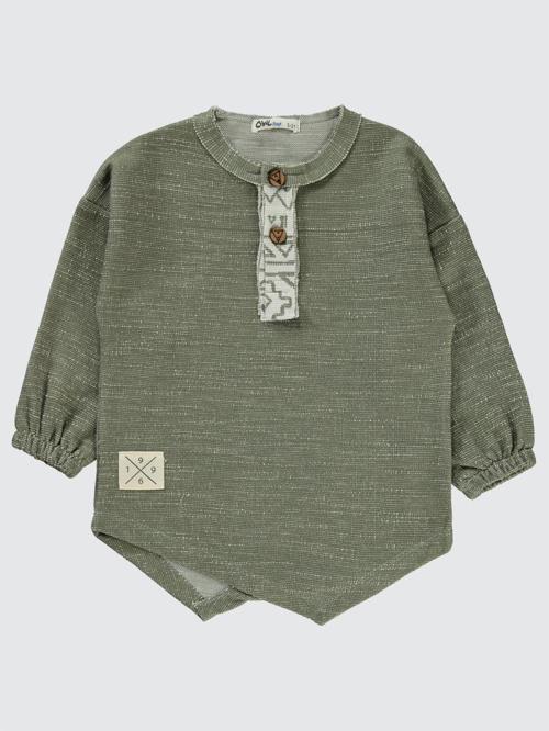Sahte Patlı Kolu Lastikli 2-5 Yaş Sweatshirt - Haki2-3 Yaş