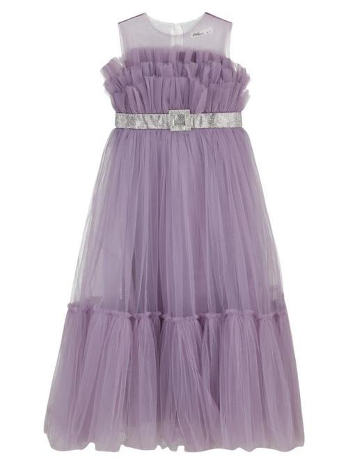 Gümüş Tokalı 6-9 Yaş Abiye - Lila6-7 Yaş