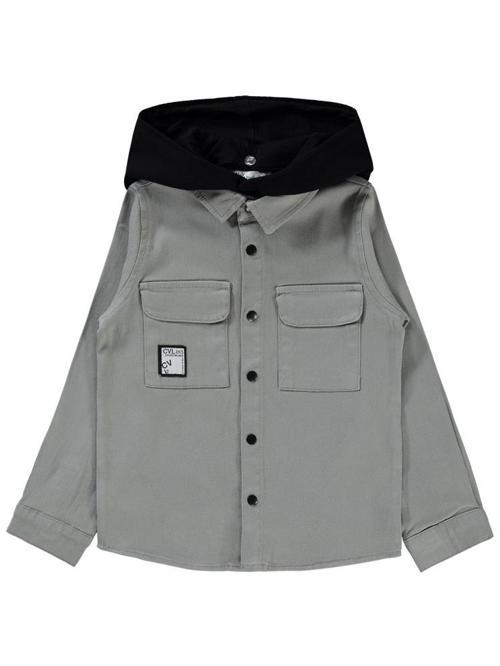 Kapşonlu 6-9 Yaş Gömlek - Gri8-9 Yaş