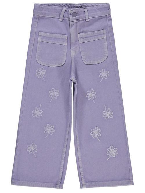 Çiçek Nakışlı 10-13 Yaş Pantolon - Lila13-14 Yaş