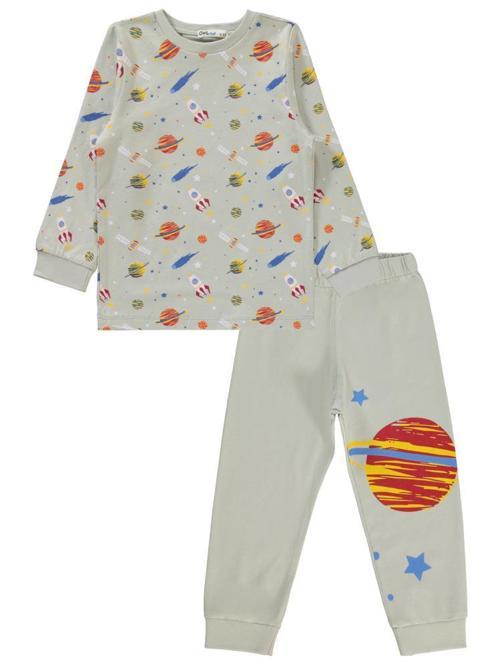 Gezegen Baskılı 2-5 Yaş Pijama Takımı - Gri5-6 Yaş