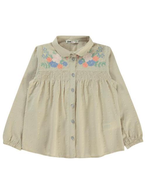 Çiçek Nakışlı 6-9 Yaş Gömlek - Ekru9-10 Yaş