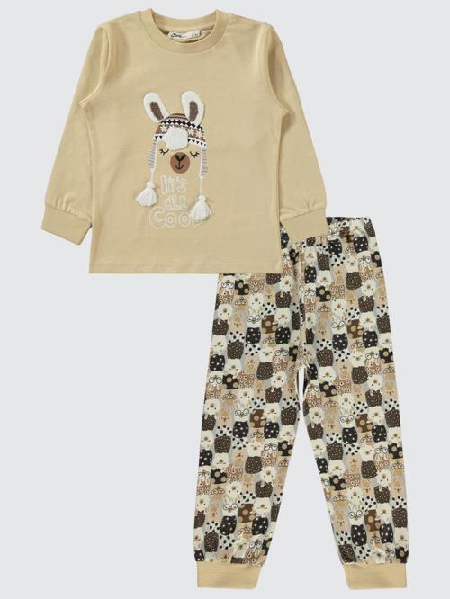 Lama Nakışlı 2-5 Yaş Pijama Takımı - Gri2-3 Yaş