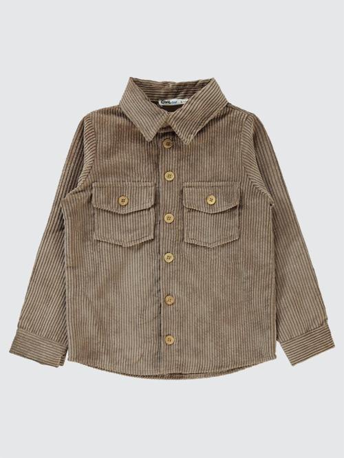 Çift Cepli 6-9 Yaş Gömlek - Kahverengi7-8 Yaş