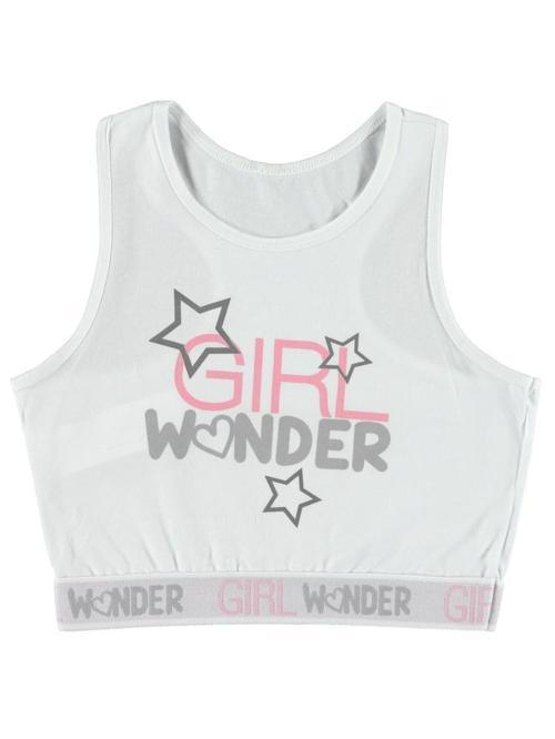 Civil Girl Wonder Baskı 8-12 Yaş Büstiyer - Beyaz12-13 Yaş