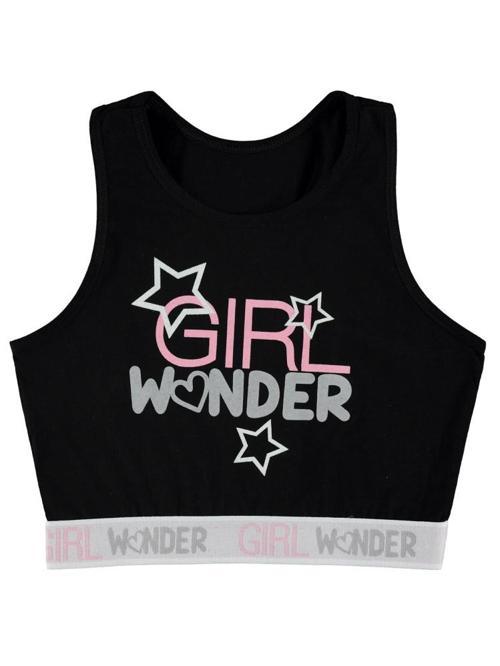 Civil Girl Wonder Baskı 8-12 Yaş Büstiyer - Siyah12-13 Yaş