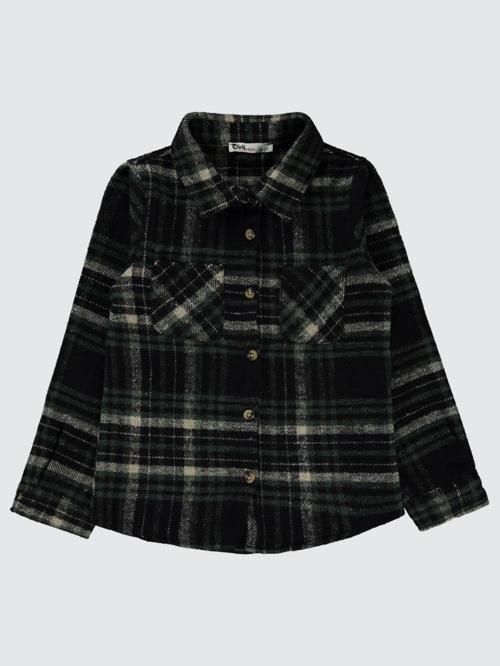 Yakalı Çift Cepli 6-9 Yaş Gömlek - Yeşil8-9 Yaş