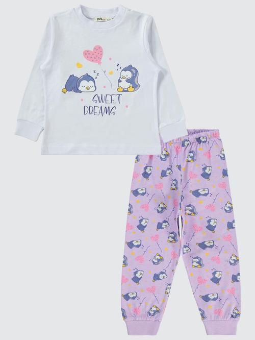 Penguen Baskılı 2-5 Yaş Pijama Takımı - Beyaz5-6 Yaş