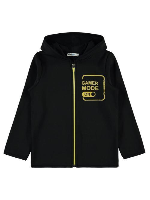 Gamer Mode Baskılı 10-13 Yaş Hırka - Siyah11-12 Yaş