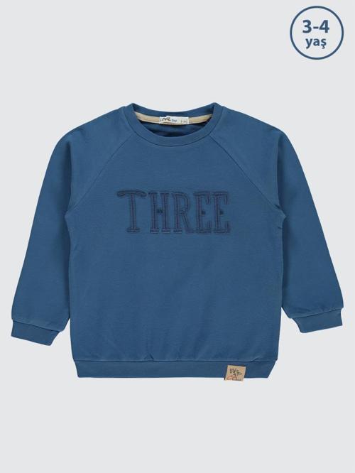Two Nakışlı 2-5 Yaş Sweatshirt - Mavi2-3 Yaş