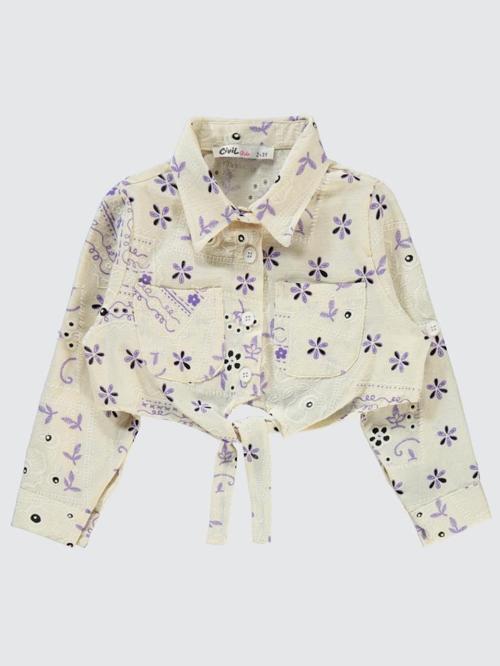 Çiçek Baskılı 2-5 Yaş Gömlek - Lila4-5 Yaş
