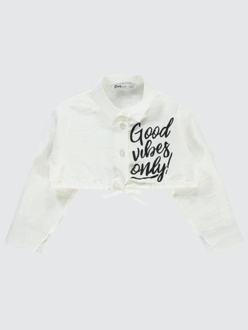 Good Vibes Only Baskılı 2-5 Yaş Gömlek - Beyaz4-5 Yaş
