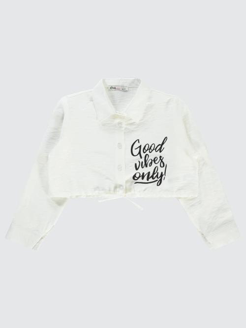 Good Vibes Only Baskılı 10-13 Yaş Gömlek - Beyaz12-13 Yaş