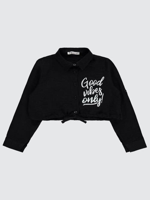 Good Vibes Only Baskılı 10-13 Yaş Gömlek - Siyah10-11 Yaş