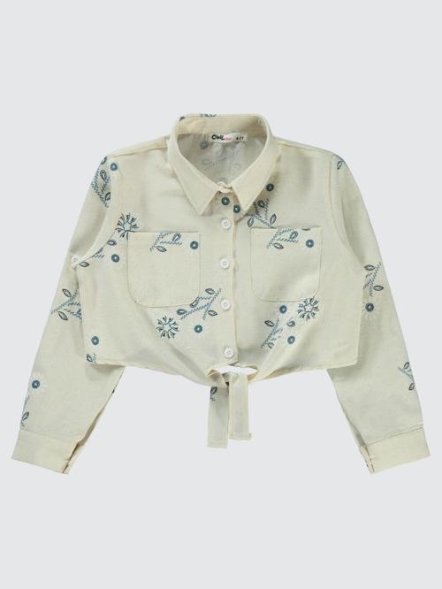 Büyük Çiçek Baskılı 10-13 Yaş Gömlek - Mavi13-14 Yaş