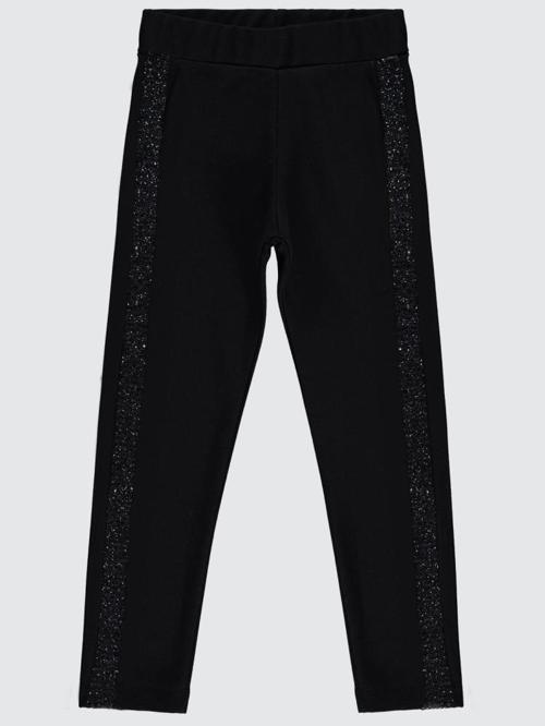 Simli Şeritli 10-13 Yaş Tayt - Siyah10-11 Yaş