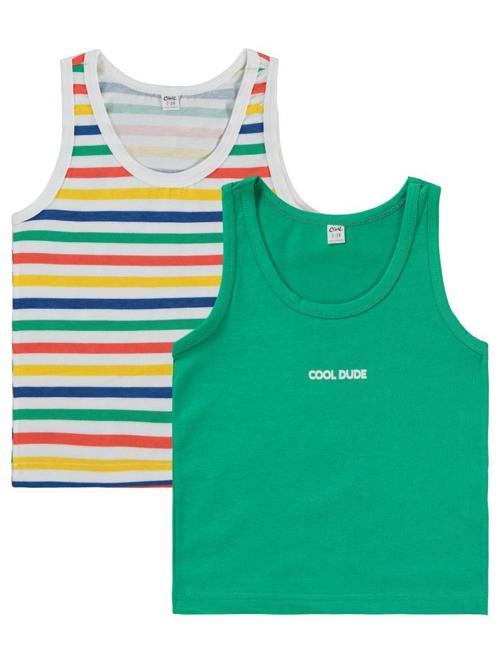 Çizgili  2-10 Yaş 2'li Atlet Set - Standart6-7 Yaş