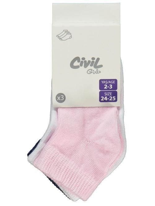 Basic 3'lü 2-12 Yaş Kız Patik Çorap - Standart6-7 Yaş