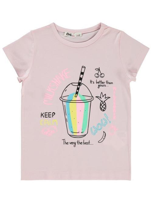 Milkshake Baskılı 2-5 Yaş Tişört - Pembe3-4 Yaş