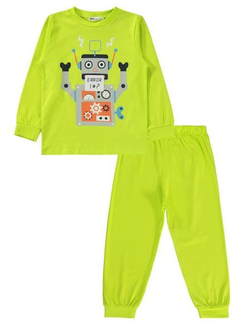 Robot Baskılı 2-5 Yaş Pijama Takımı - Sarı5-6 Yaş
