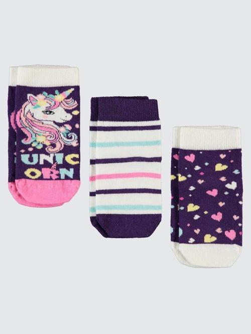 Unicorn 3'lü 2-12 Yaş Kız Soket Çorap - Standart7-8 Yaş