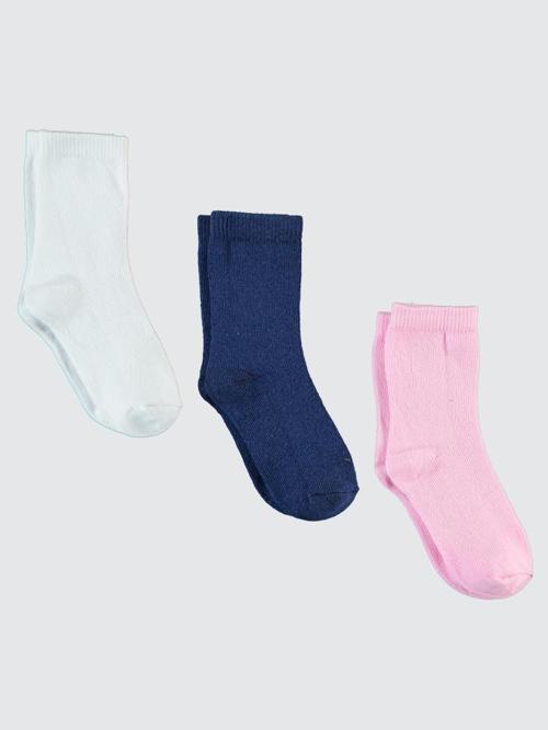 Basic Düz 3'lü 2-12 Yaş Kız Soket Çorap - Standart10-11 Yaş