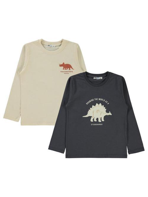 Dino  Baskılı 2'li 5-13 Yaş Sweatshirt - Standart11-12 Yaş