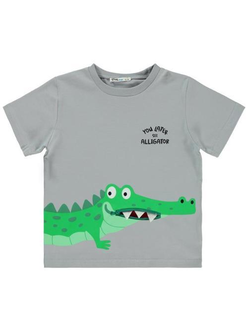 Timsah Baskılı 2-5 Yaş Tişört - Gri3-4 Yaş
