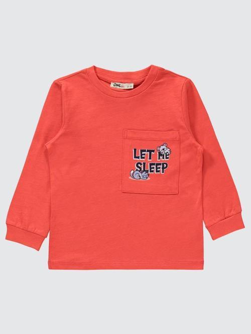 Harfler Baskılı Cepli 2-5 Yaş Pijama Takımı - Kırmızı5-6 Yaş