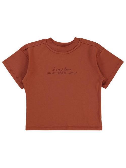 Sailing Baskılı Oversize 2-5 Yaş Tişört - Turuncu2-3 Yaş
