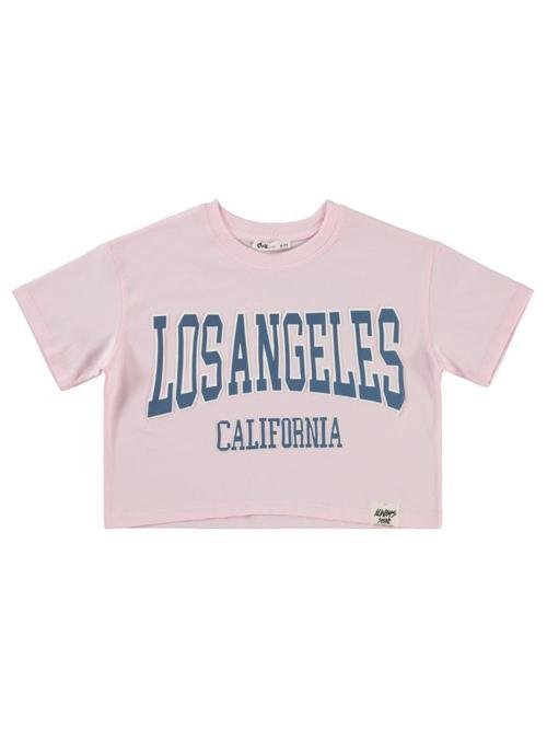 Los Angeles Baskılı 6-9 Yaş Tişört - Pembe9-10 Yaş