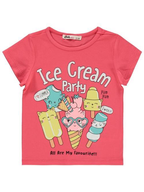 Ice Cream Baskılı 2-5 Yaş Tişört - Pembe2-3 Yaş