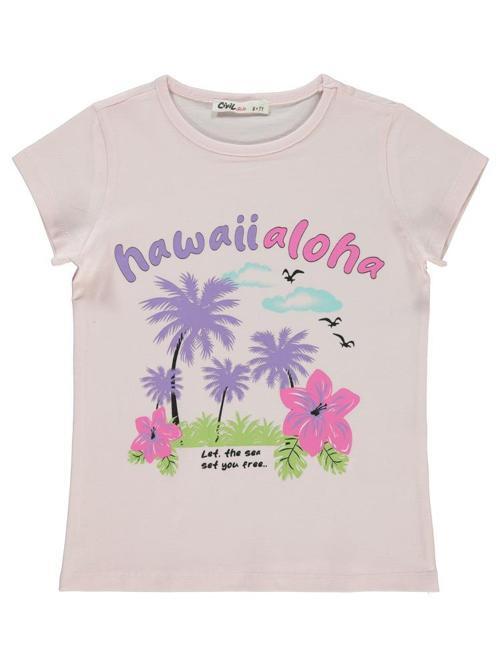 Havai Aloha Baskılı 6-9 Yaş Tişört - Pembe9-10 Yaş