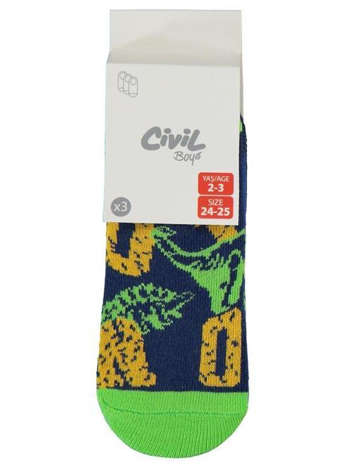 Fosil Dinazor 3'lü 2-12 Yaş Erkek Babet Çorap - Standart10-11 Yaş