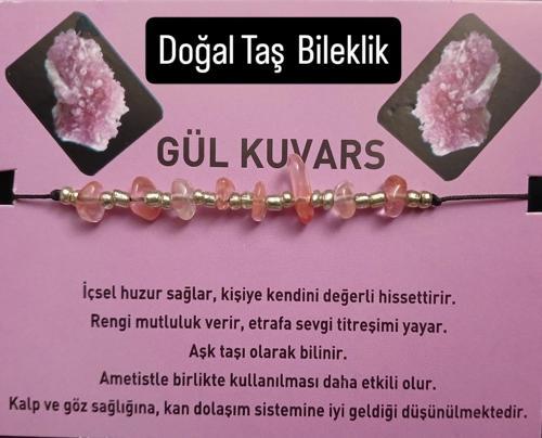 GÜL KUARS DOĞAL TAŞ BİLEKLİK
