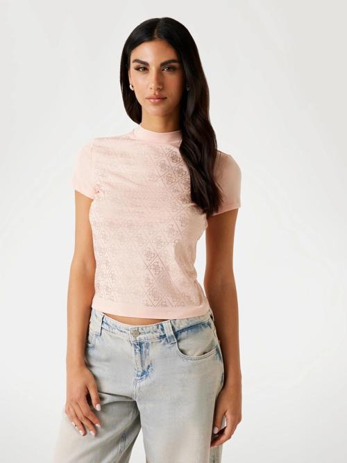 Mock Kadın Bej Slim Fit T-Shirt W4BI26J1314-G6I1