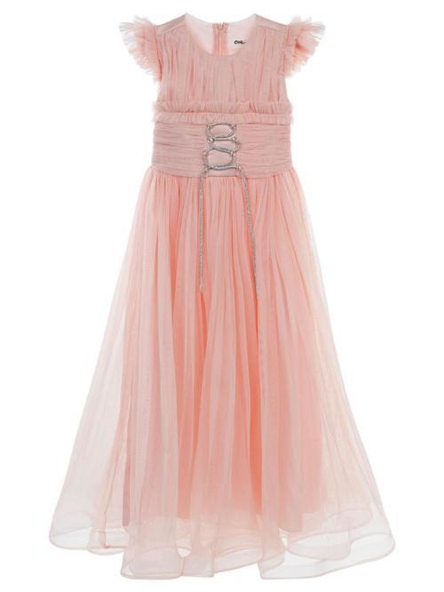 Bağcıklı 6-14 Yaş Abiye - Pudra8-9 Yaş