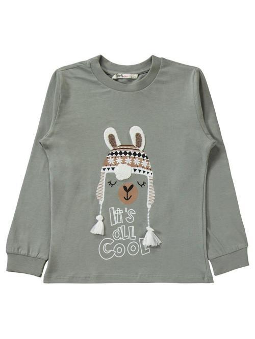 Lama Nakışlı 6-9 Yaş Pijama Takımı - Gri9-10 Yaş
