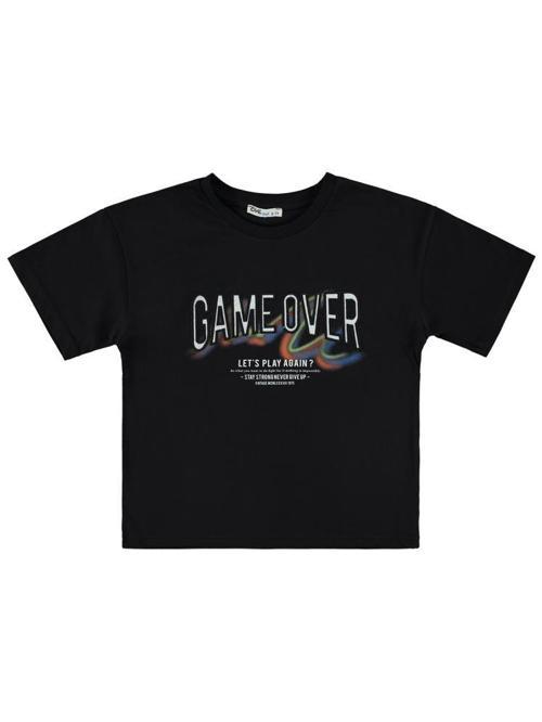 Game Over Baskılı 6-9 Yaş Tişört - Siyah9-10 Yaş