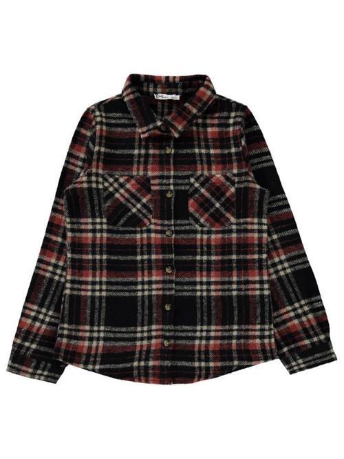 Yakalı Çift Cepli 10-13 Yaş Gömlek - Kahverengi13-14 Yaş