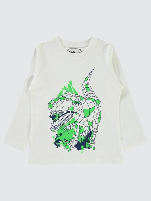 Geometrik Dino Baskılı 2-5 Yaş Sweatshirt - Ekru4-5 Yaş
