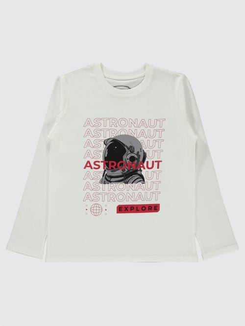 Astronaut Baskılı 10-13 Yaş Sweatshirt - Ekru11-12 Yaş