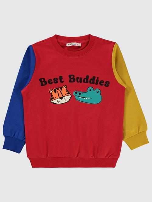 Best Buddıes Baskılı 2-5 Yaş Sweatshirt - Kırmızı4-5 Yaş