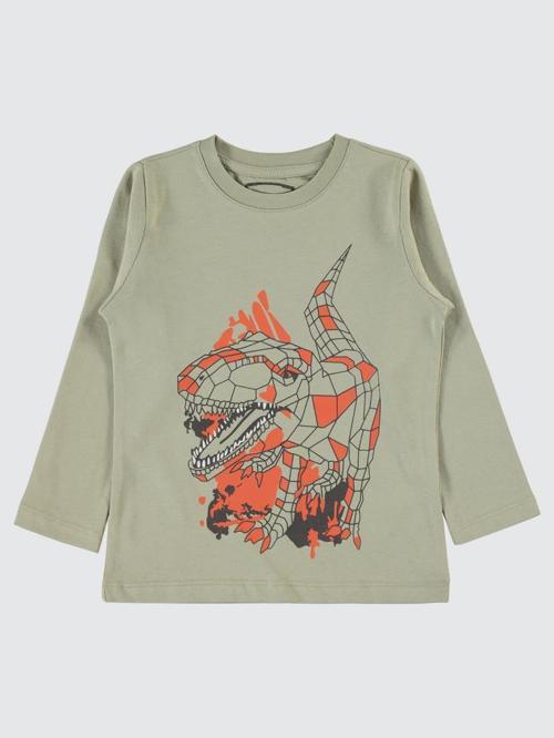 Geometrik Dino Baskılı 2-5 Yaş Sweatshirt - Gri2-3 Yaş
